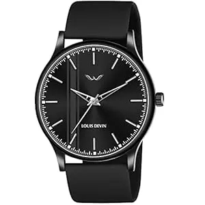 LOUIS DEVIN Silicone Strap Analog Wrist Watch for Men (Black/Blue/Red) | LD-BK054